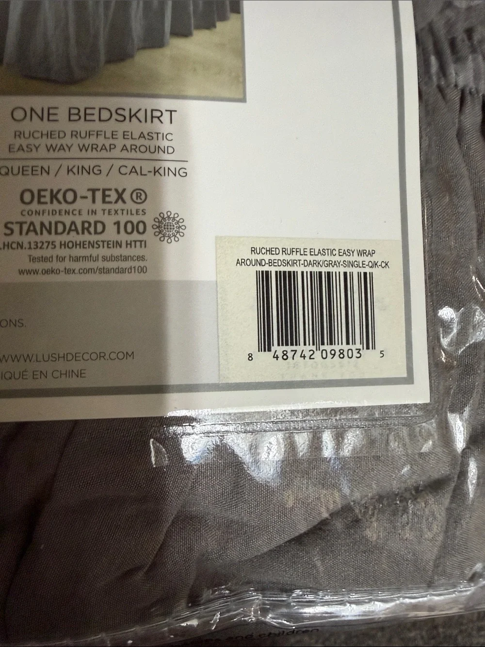 Lush Décor Dark Gray Queen/King Bedskirt